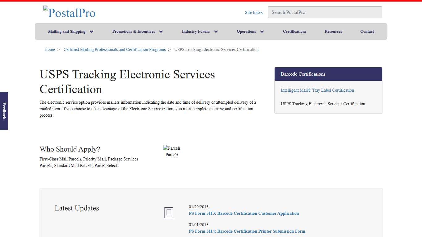 USPS Tracking Electronic Services Certification PostalPro